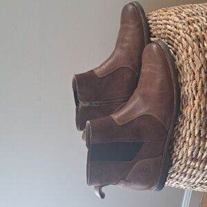 Timberland Mens Brown Leather/Suede Side Zip Chelsea Boots Padded Size 11.5